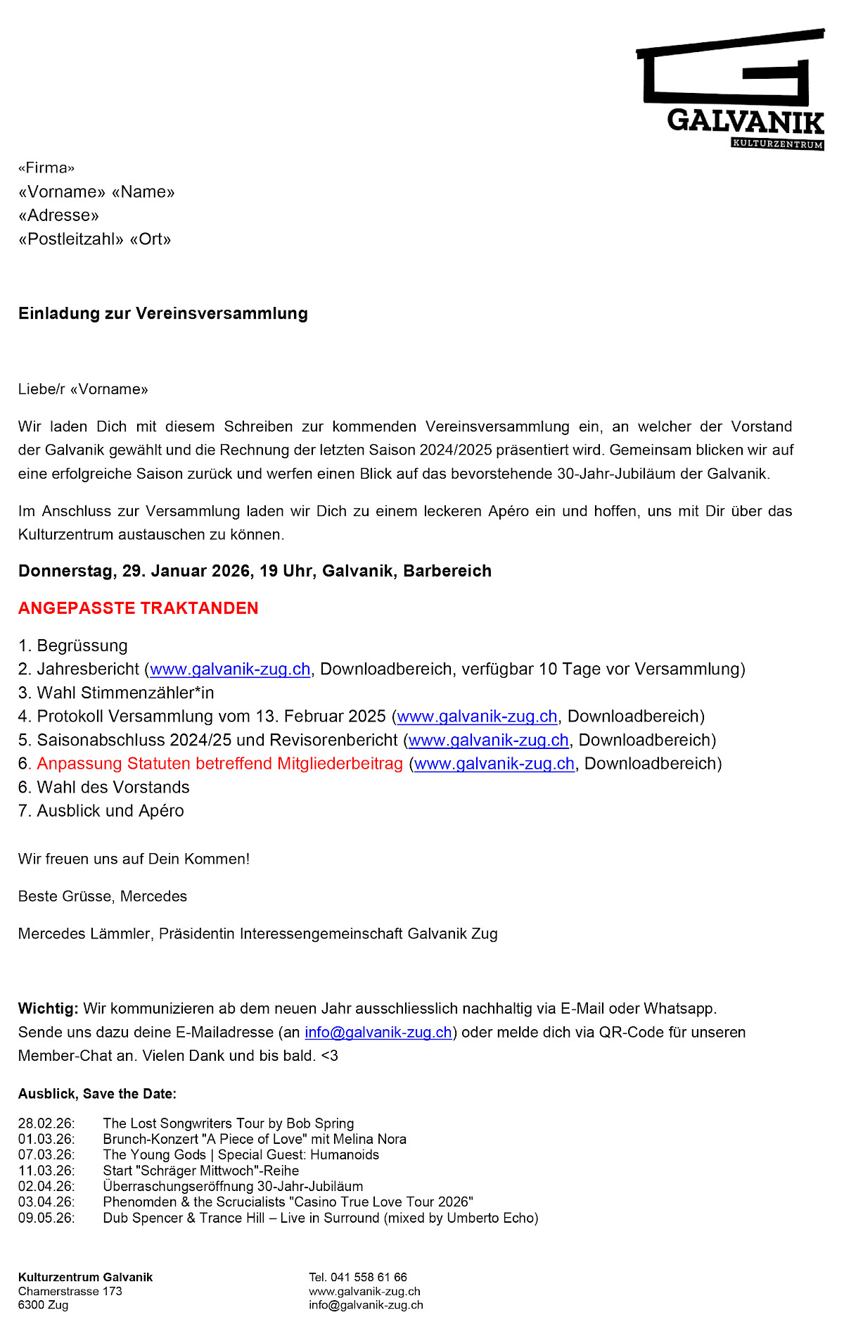 Vereinsversammlung Galvanik